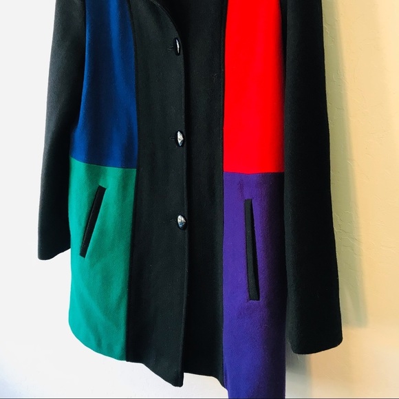Vintage Wool Retro Color Block Peacoat - Picture 5 of 10